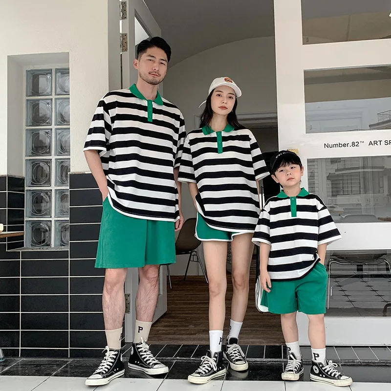 Family Matching Clothes Set Son and Dad Outfits Mother and Daughter Compatible Clothing 2023 Summer Children\'s Two Piece Sets