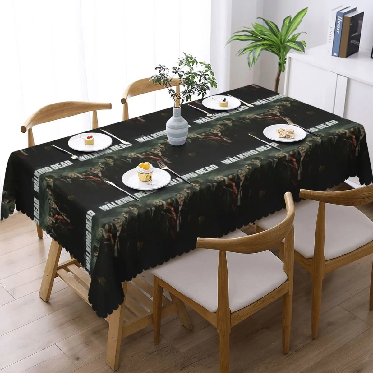 The Walking Dead Gaming Games Custom Rectangular Tablecloth Oilproof Table Cover for Dining Events Table Cloth