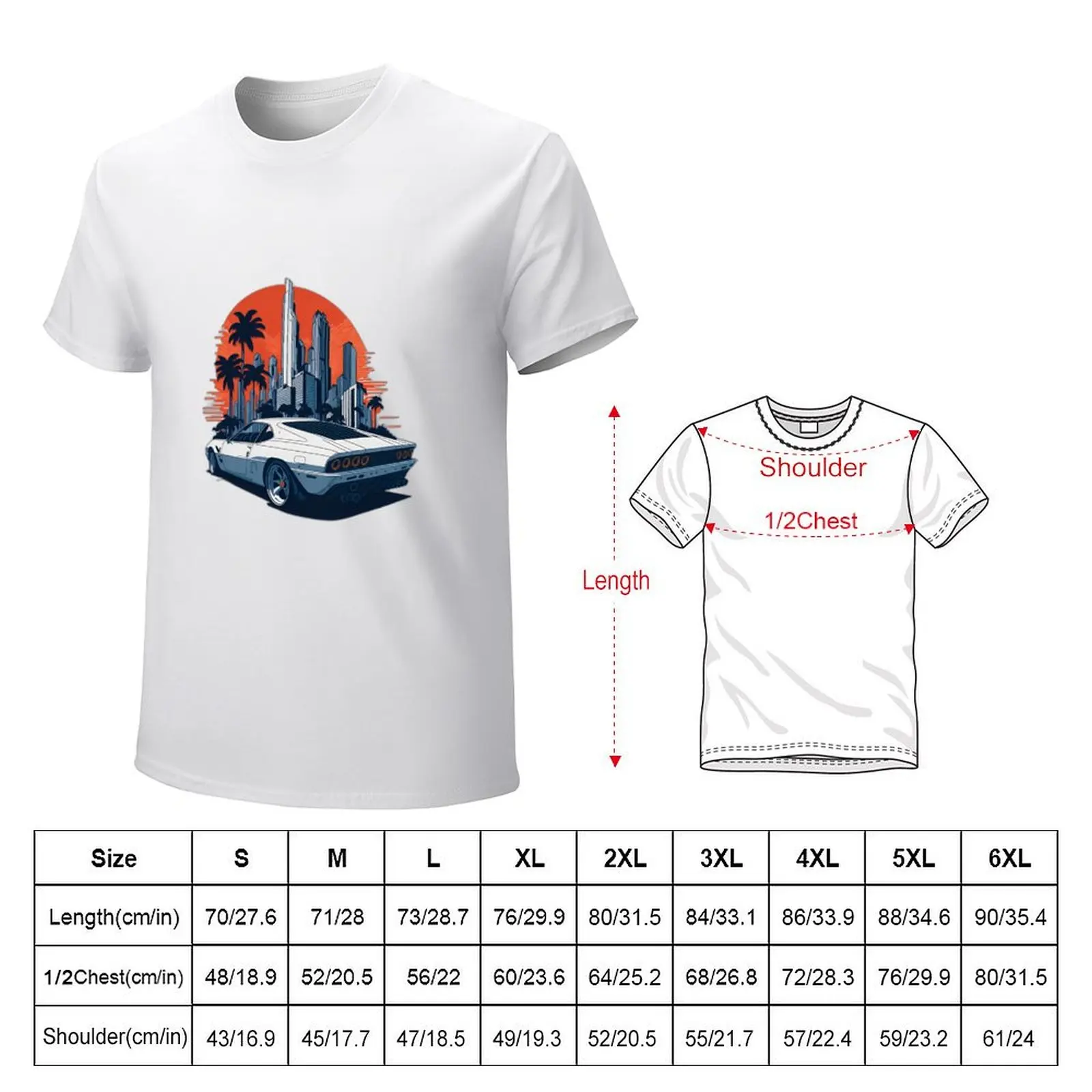 Sports Racing Car Retro In The Beach City T-Shirt sublime vintage clothes plus sizes sports fans Men's cotton t-shirt