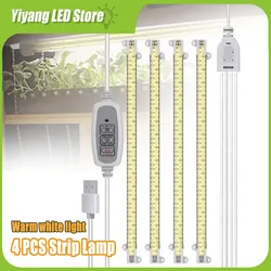 LED luce di crescita delle piante lampada a striscia USB Indoor 4PCS Full Spectrum Hydroponics Timer Phyto Lamp DC 5V per piante serra fiore
