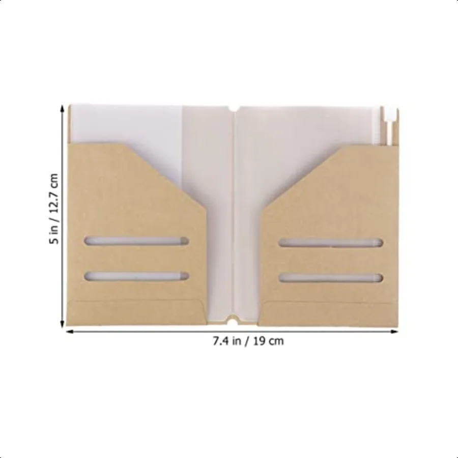 Porta passaporto in carta Kraft da viaggio Porta carte Kraft Cartella di file Kraft Kit di accessori per notebook da viaggio con trasparente