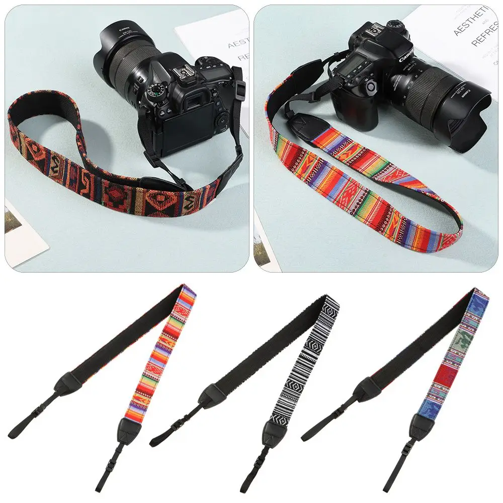 Ethnic Style Adjustable PU Leather Lanyard Band Camera Shoulder Band SLR Camera Shoulder Strap Neck Strap DSL/DSLR Camera Strap