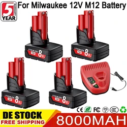 8000mah For Milwaukee 12V Tool Battery For Milwaukee Impact Drill Tools Battery Holder Replacement Battery For Milwaukee M12