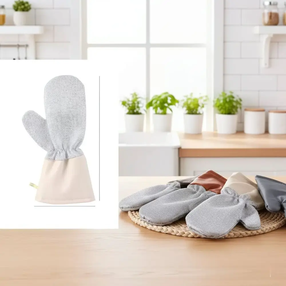 Kitchen Dishwashing Gloves Silver Wire Cleaning Scrubber Durable Waterproof Thickened Protective Household Scouring Mitts