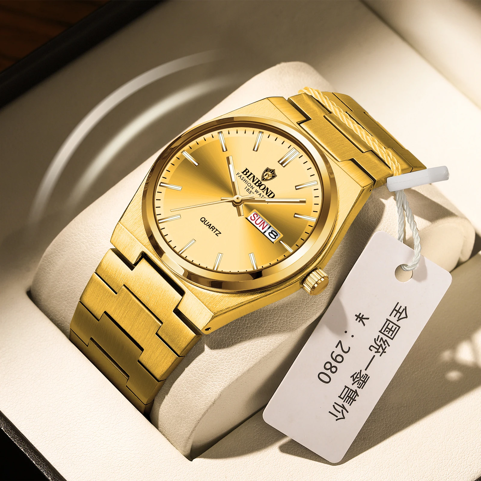 BINBOND 2026 New Hot B102 Fashion Men's Watch Stainless Steel Sports Original Waterproof Luminous Hands Date Man Quartz Watch