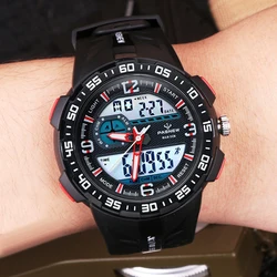 PASNEW Top Brand Men's Watches 50M Waterproof Swim Sports Watches Led Display Analog Digital Quartz Wristwatches Reloj Hombre