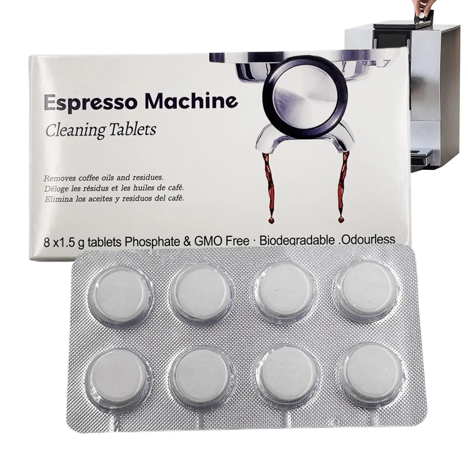 Espresso Machine Cleaning Tablets Descaling-Backflush Oil Remover Solution Cleaner Clean Tablet,Special Cleaning Pill for Coffee