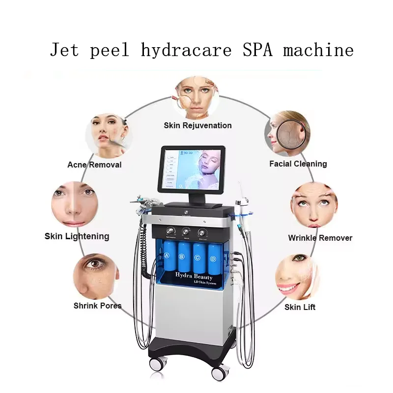 2024 14 في 1 معدات التجميل الجمالية للنساء فقاعة الأكسجين بالموجات فوق الصوتية الغسيل Hydrodermabrasion آلة الوجه المائية