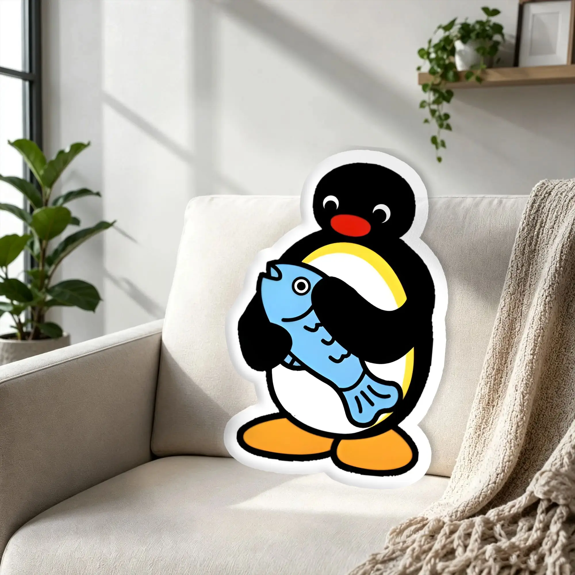 Custom P-Pingus Pillow Cushion Double Sided Funny Cartoon Penguin Cushions Bedroom Bed Sofa Personalized Plush Pillows for Sofa