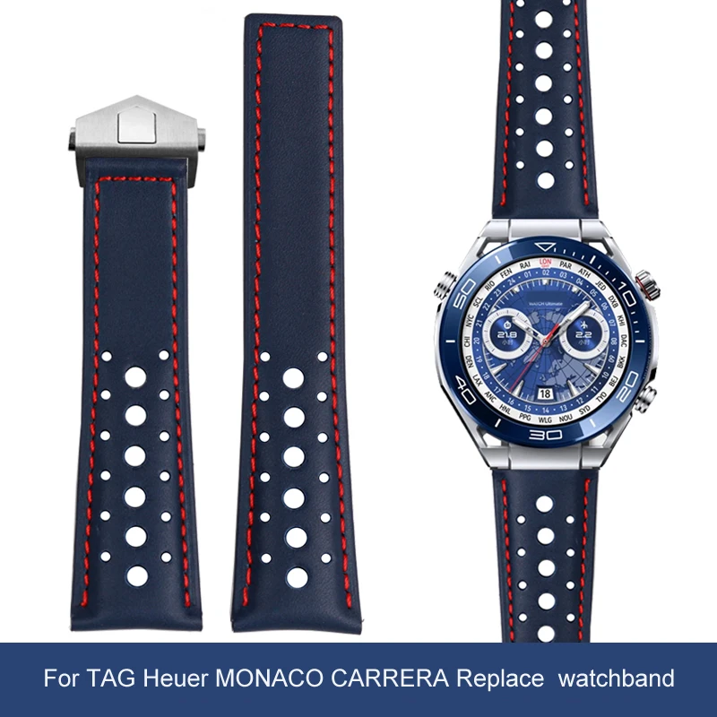 22mm Cowhide Watchstrap For TAG Heuer MONACO CARRERA Replace  watchband CAW211M 211P CAW211R 211T Men's Genuine Leather bracelet