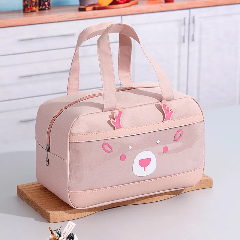 Cartoon Print Carrying Large Capacity Bento Bag  Fruit Food Refrigerated Bag  Oxford Cloth Travel Insulation Picnic Lunch Bag