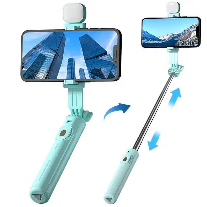 Tripod Selfie Stick With Led Light For Phone Mobile Cell Holder Stand Smartphone Monopod Gimbal Stabilizer Action Camera Photo