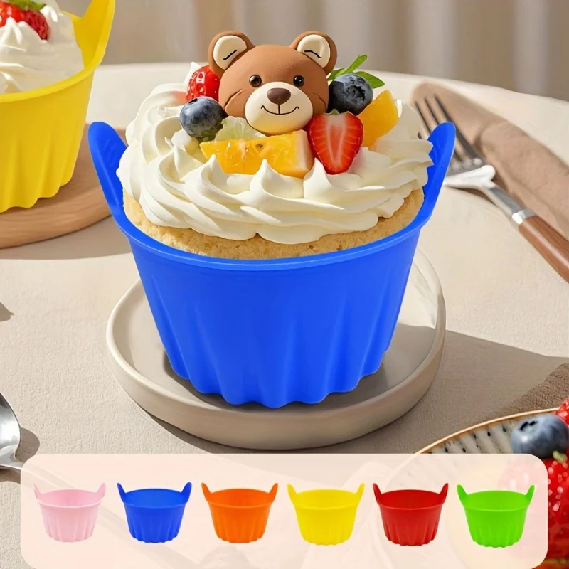 Random color Silicone Cupcake Cups Muffin Baking Cake Tea Saucer Teacup Mold Mould