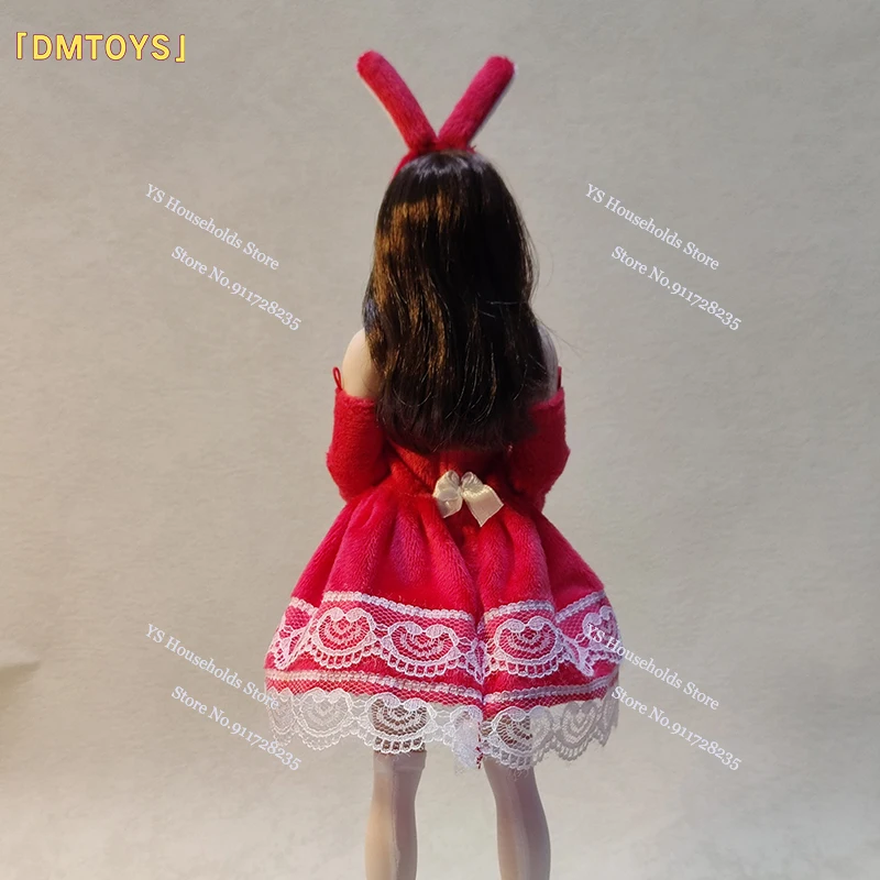 Dmtoys-女性兵士クリスマス美容赤いスカート、ミニロングストッキング、服セット、12 "アクションフィギュアボディ用アクセサリー、df067,1/6