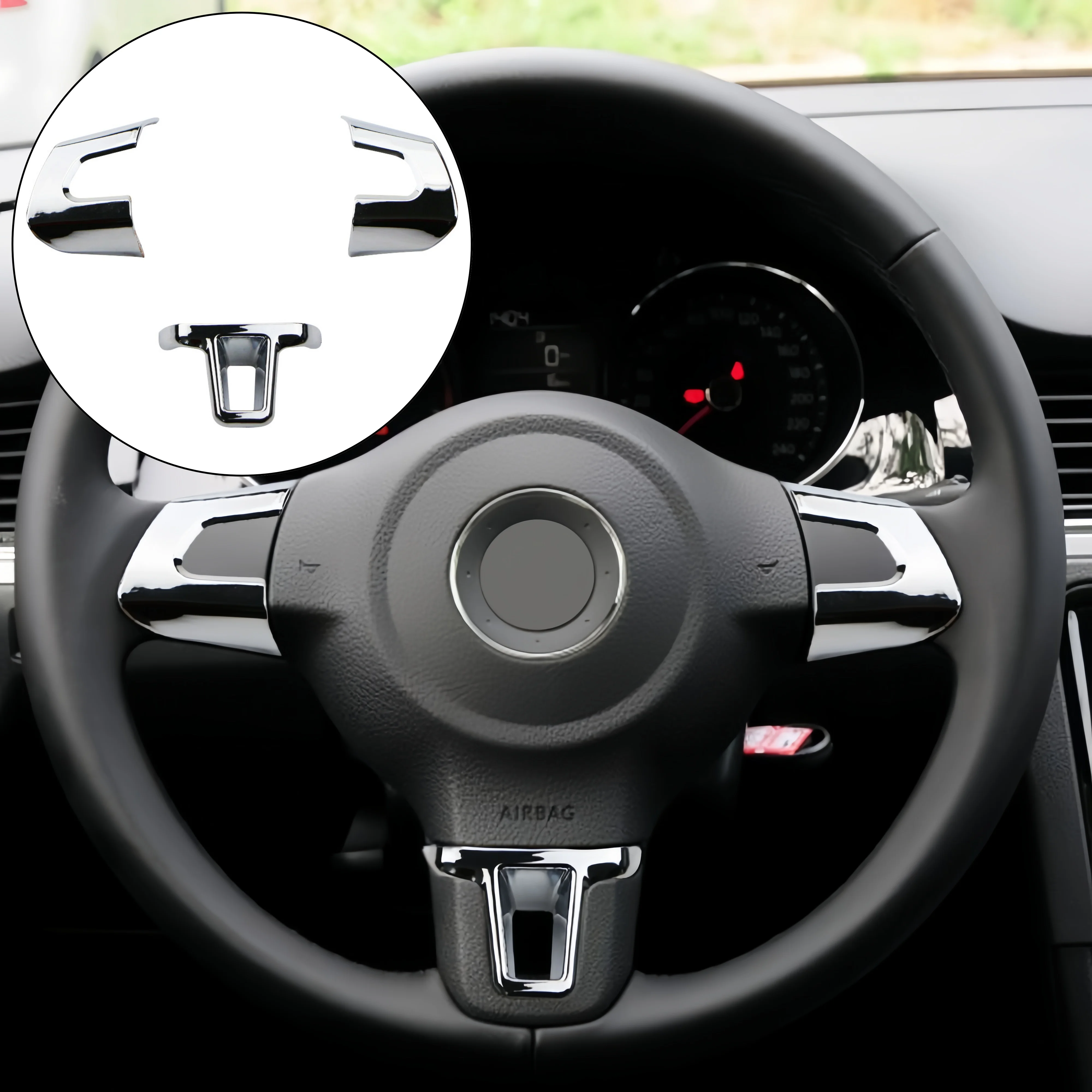 

Car Steering Wheel Bottom Middle Chrome Cover Insert Trim for VW 2009-2013 Golf 6 Mk6 Bora 2011-2014 POLO Jetta Eos Touran Caddy