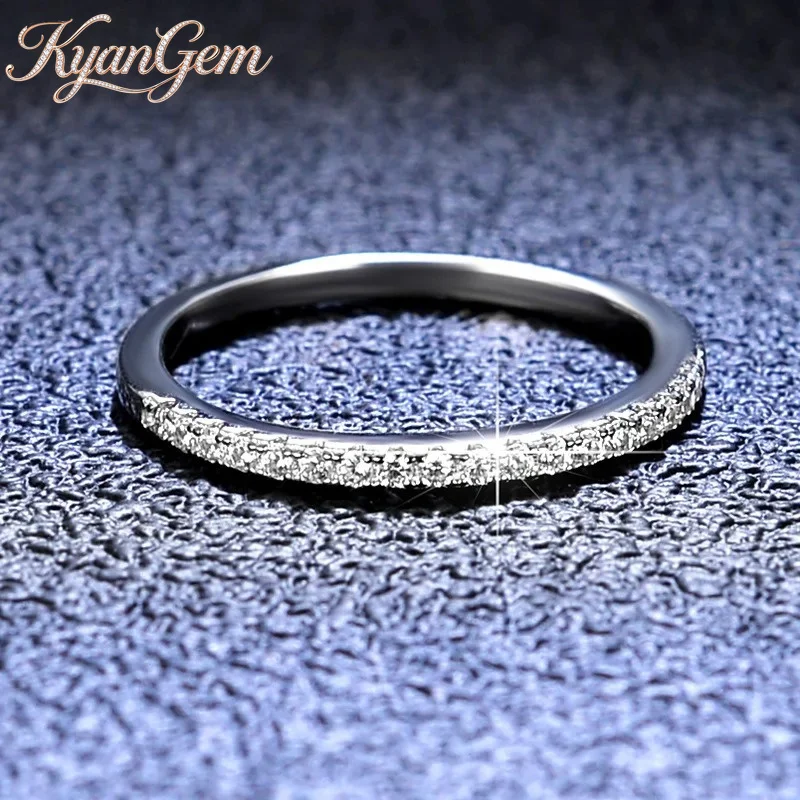 KyanGem Cluster-Set Crown Platinum PT950 Solitaire Tail Ring Mossanite Straight-Bar Women's Ring for Daily Wear Stylish