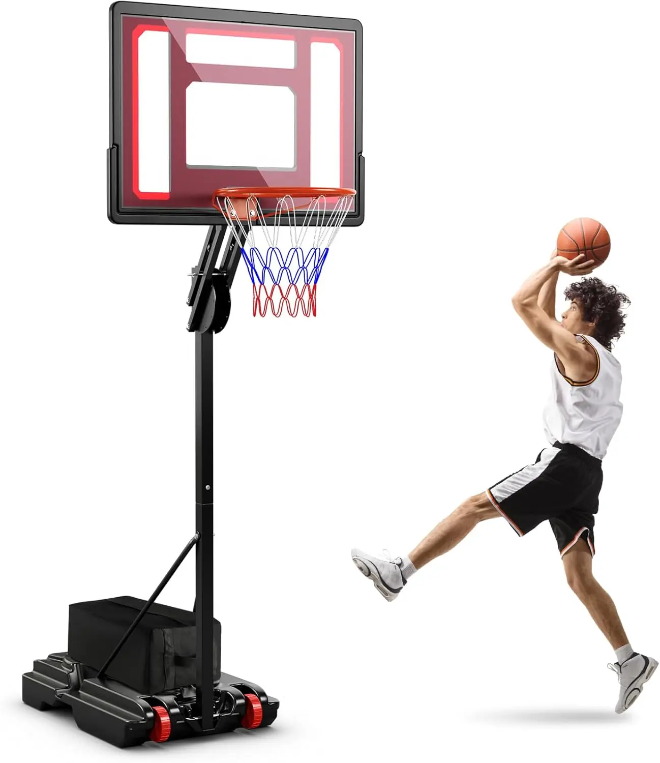 

Indoor Outdoor Pool and Court, All Weather, 5 FT to 10 FT Adjustable with 10 Heights, Portable Basketball Hoop