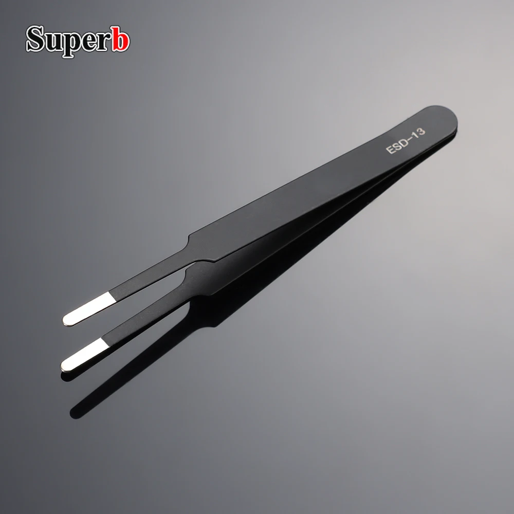 6pcs Precision Long Tweezers Set ESD Anti-Static Stainless Steel Tweezers Repair Tools For Electronics Repair Soldering Craft