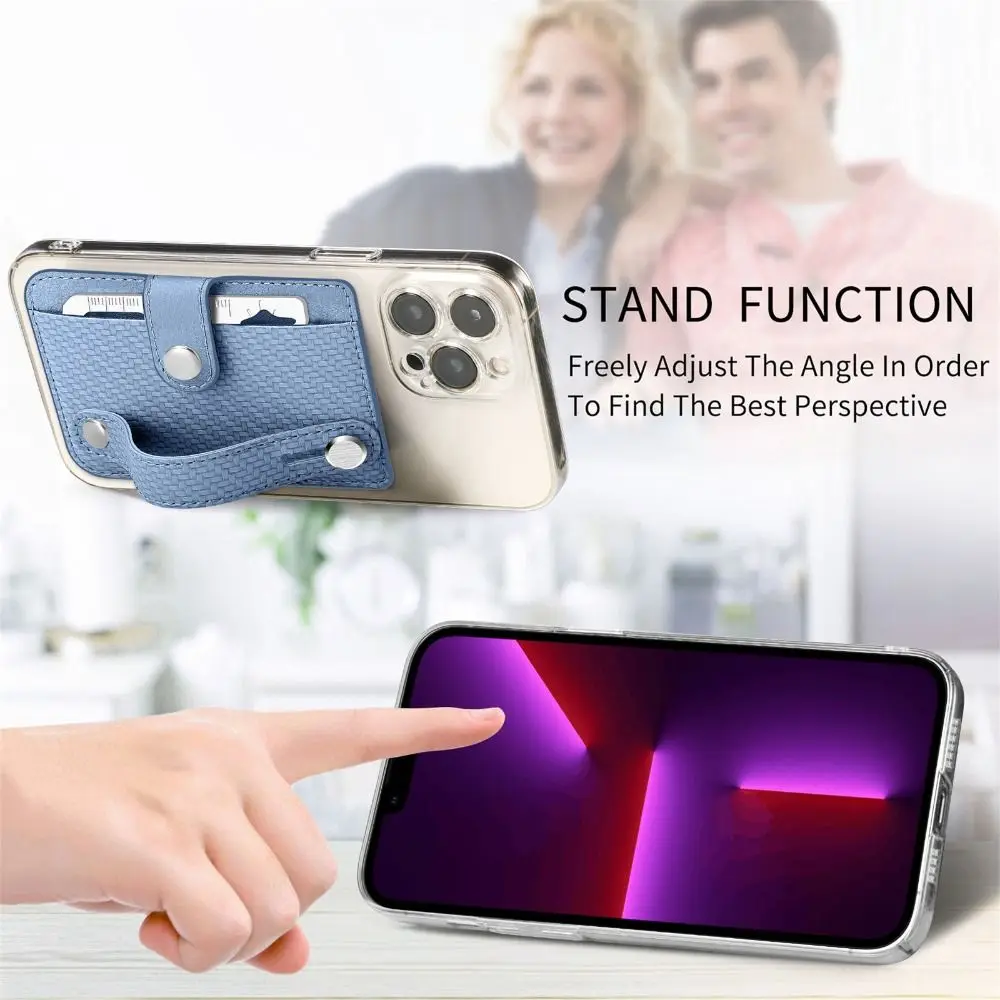 Leather Mobile Phone Card Bag Portable Universal Multifunctional Phone Stand Holder Creative Adhesive Back Sticker Card Clip