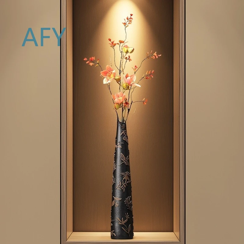 Slender Vase for Living Room Flower Arrangement Entrance Ornament High End Niche TV Cabinet Dining Table Long Home Decor Vase