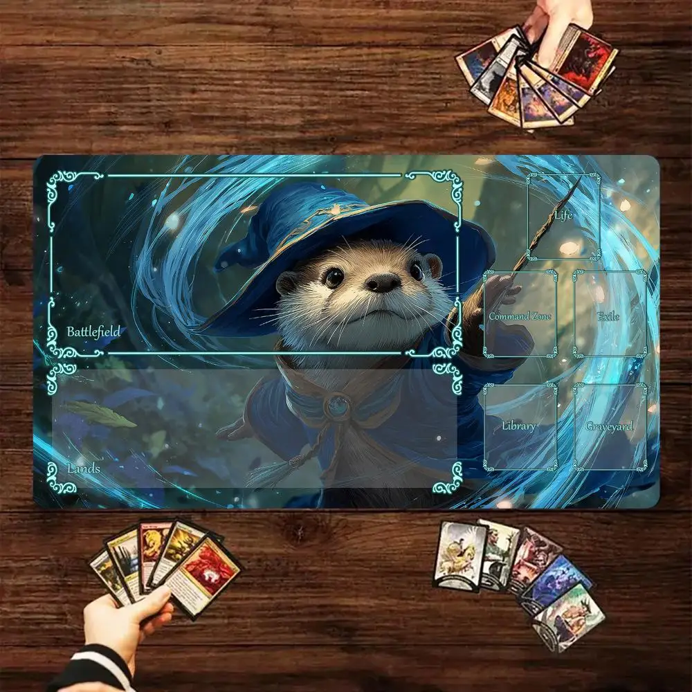 

Magic Card Playmat with zone Anthropomorphic otter magician MTG playmat gathering gaming mats Desk Mat Commander Battle playmat