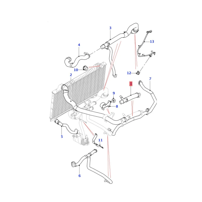 JDE35613 LR057611 Water tank water pipe XJ /XF/X E/F-P/Ra ng e Ro ve r/Sp or t