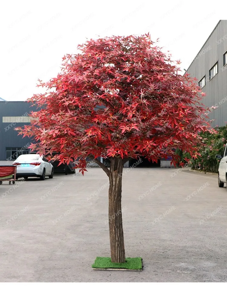 Simulation Red Maple Tree Landscape Modeling Decoration Tree New Chinese Style Floor-Standing Decorations Fake Trees