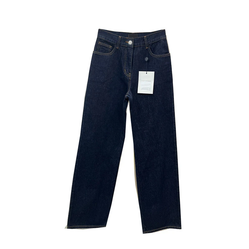 

2025 Early Spring New Arrival: Tweed-Style Jeans with Contrast Stitching - Women's High-Waist Slim-Fit Straight-Leg Pants
