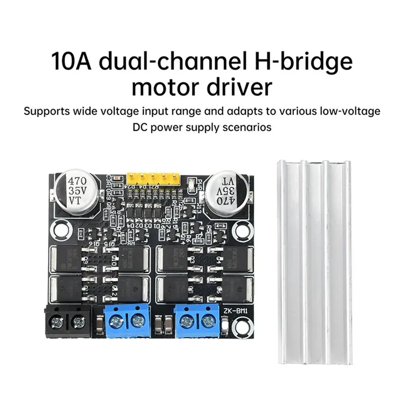 B48A Motor Driver With Heat Sink H-Bridge Module Forward Reverse PWM Speed Regulator