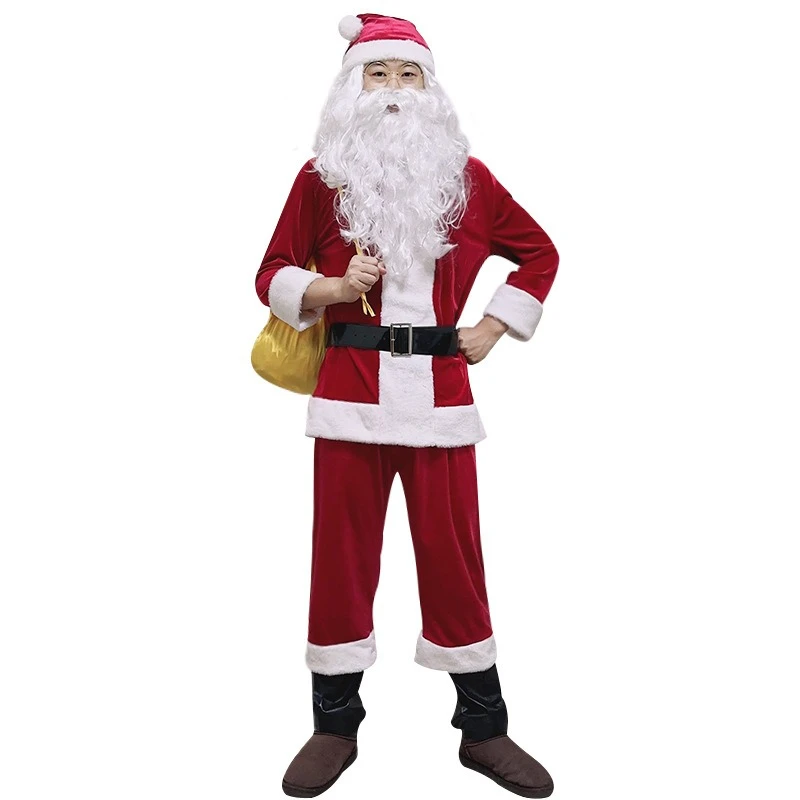 Men's And Women's Christmas Costumes Adult Holiday Performances Party Performances Breathable Cos Santa Claus Clothing