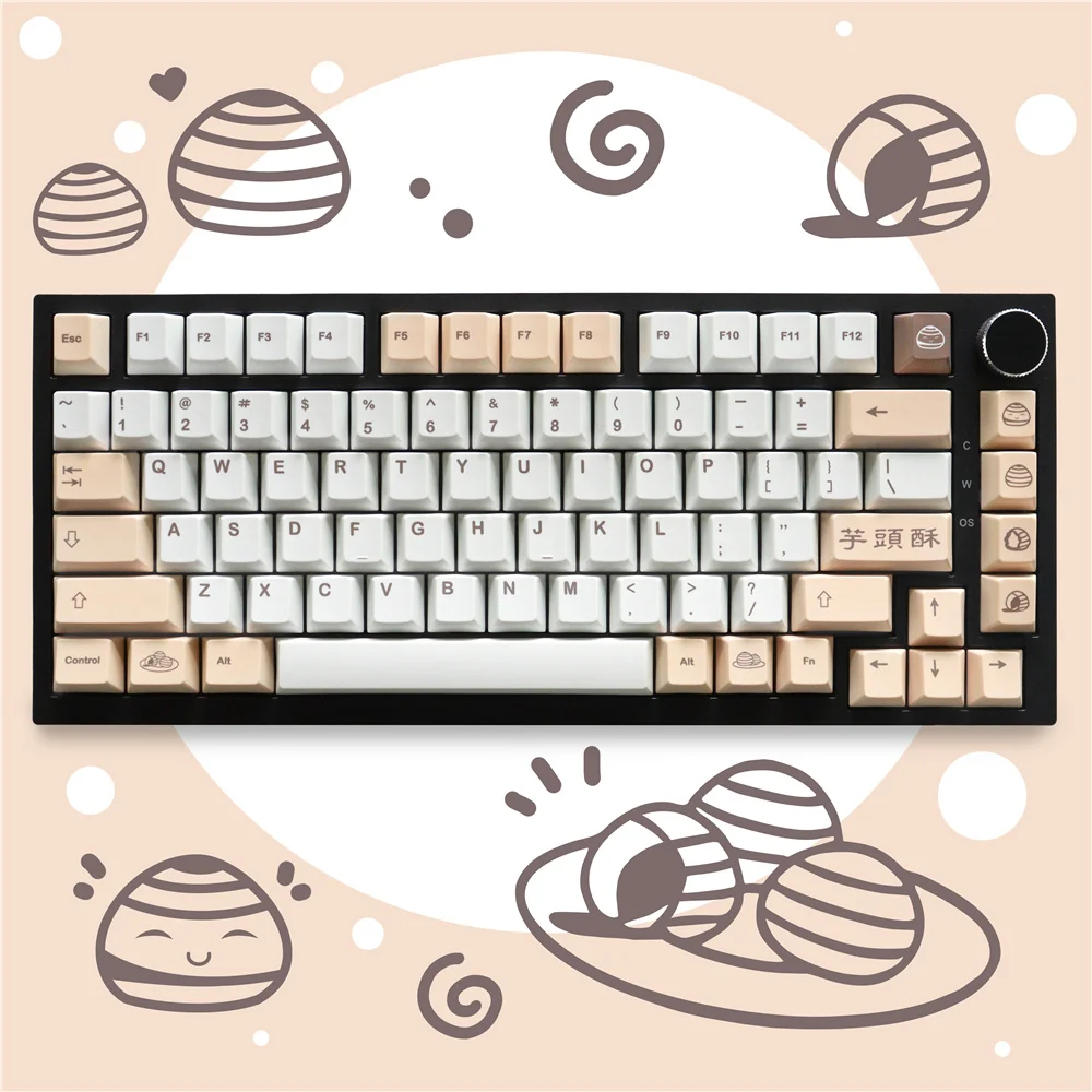 

Smooth Texture Taro Crisp Keycaps Dye Sub PBT Clear Font 129 Keys Cherry Profile for 61/64/104/108 Mx Switch Mechanical Keyboard