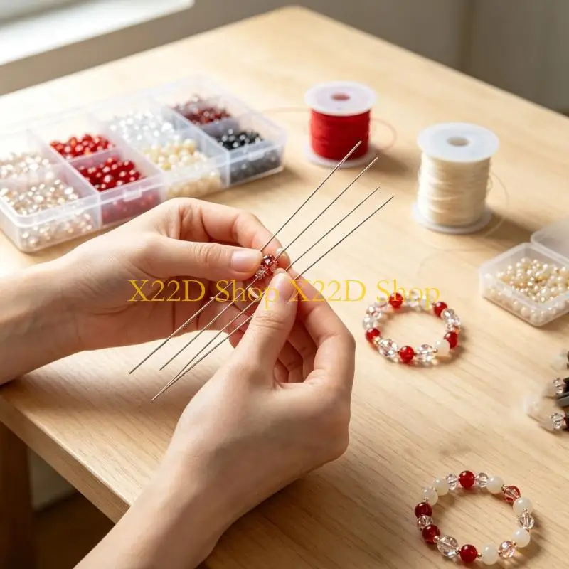 X22D Jewelry Threading Tool Metal Wire Guide 17 5 Piece Set for Necklace Crafting Cord Passage Charm Assembly and DIY Accessory