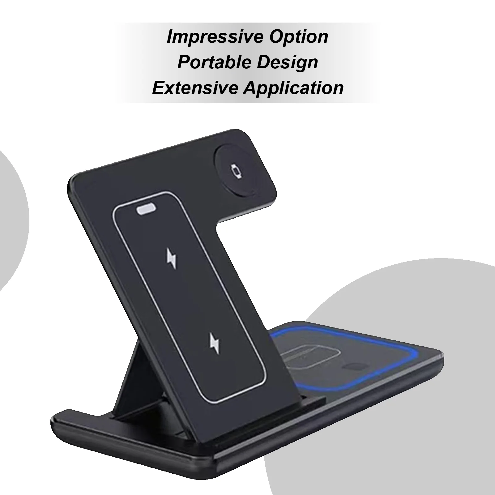 

Wireless Charger Charger Stand 15w Foldable Stand Pad Dock For Supporting Multiple Devices Family Travel Earphones