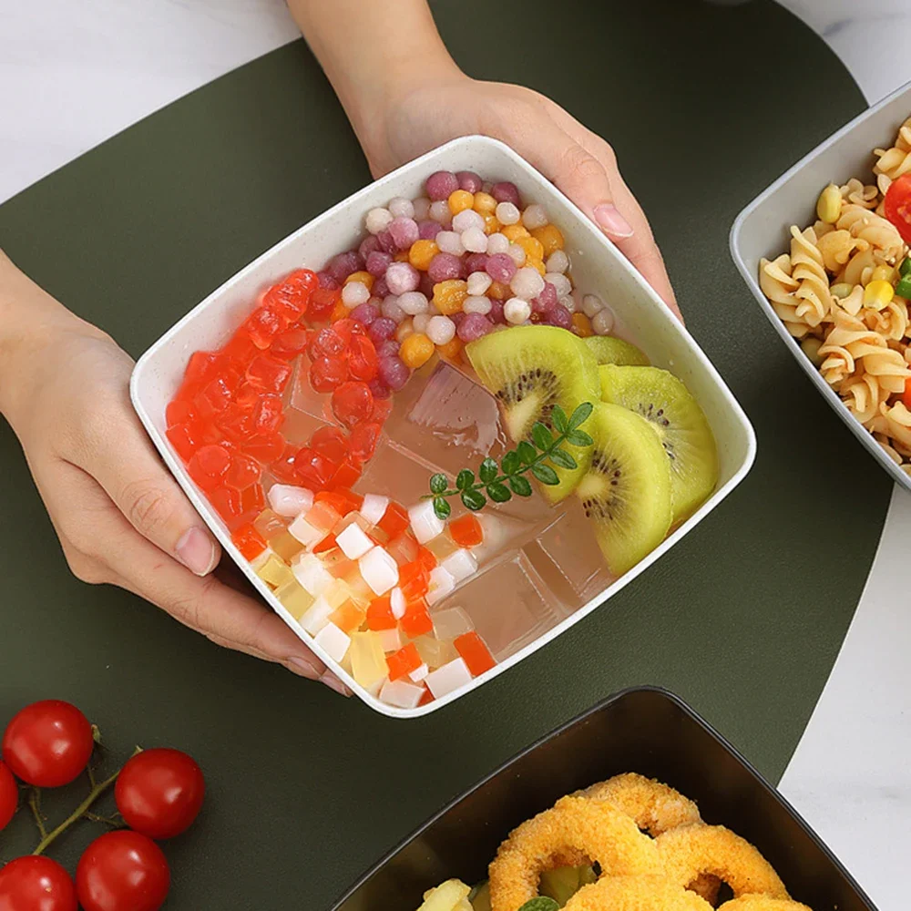 1Pc Plastic Household Rice Bowl Nordic Style Large-capacity Noodle Bowl Thickened Wheat Straw Soup Bowls Kitchen Tableware Tools