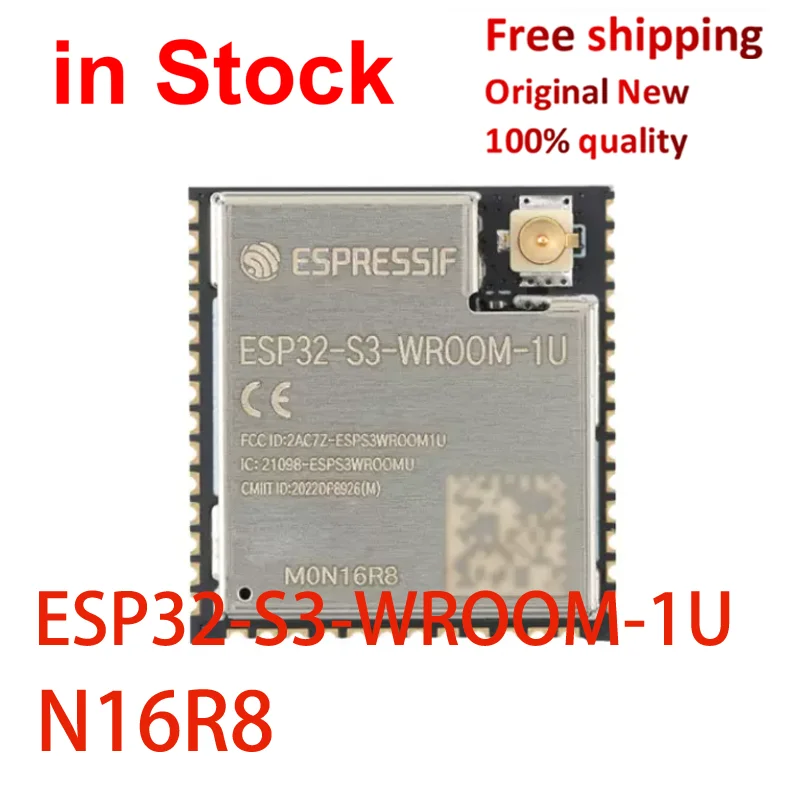 (1 pcs)100% Original New ESP32-S3-WROOM-1U MON16R8 N16R8 M0N16R8 ESP32-S3-WROOM-1U-N16R8 ESP32-S3 Wi Fi+Bluetooth 5.0 module