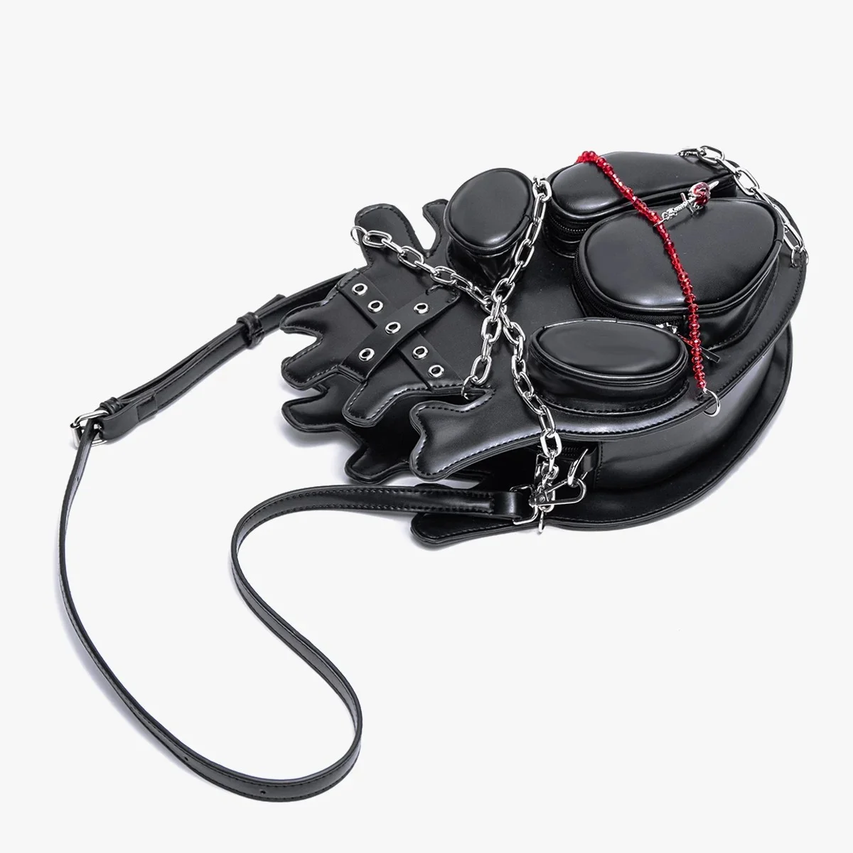 Gothic Punk Metal Hot Girl Bag Lashing Chain Mochila Heart Backpack Y2k Crossbady Bags Woman Original Design Dark Sac Femme