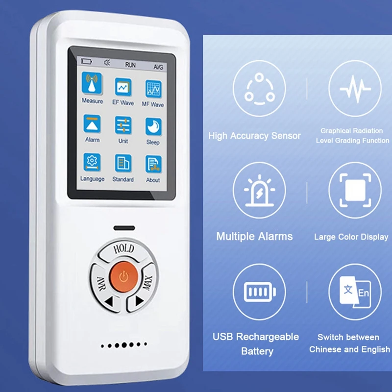 White Radiation  Digital TFT 2.0 Color Display Multifunctional Radioactive