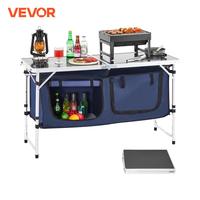 VEVOR Camping Kitchen Table Folding Outdoor Cooking Table Aluminum Lightweight Portable Cook Station Foldable Camp Table