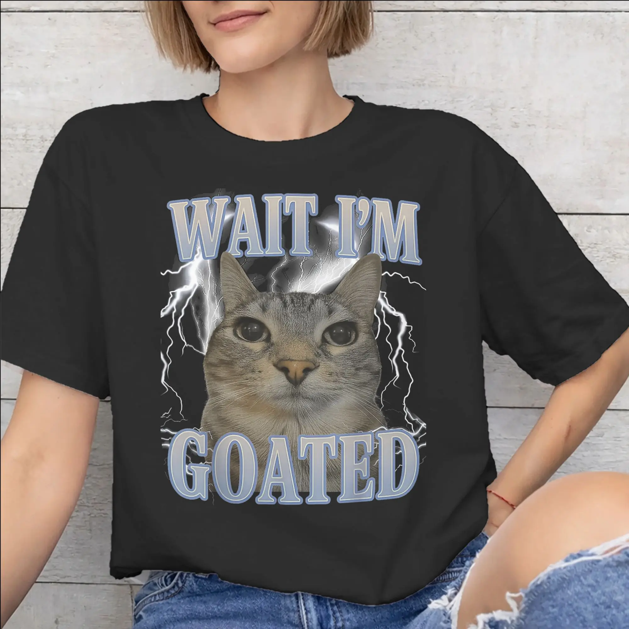 Fashion Wait I'M Goated Funny Meme T Shirt for Men Women  100% Cotton Tee Shirt Short Sleeve Clothes