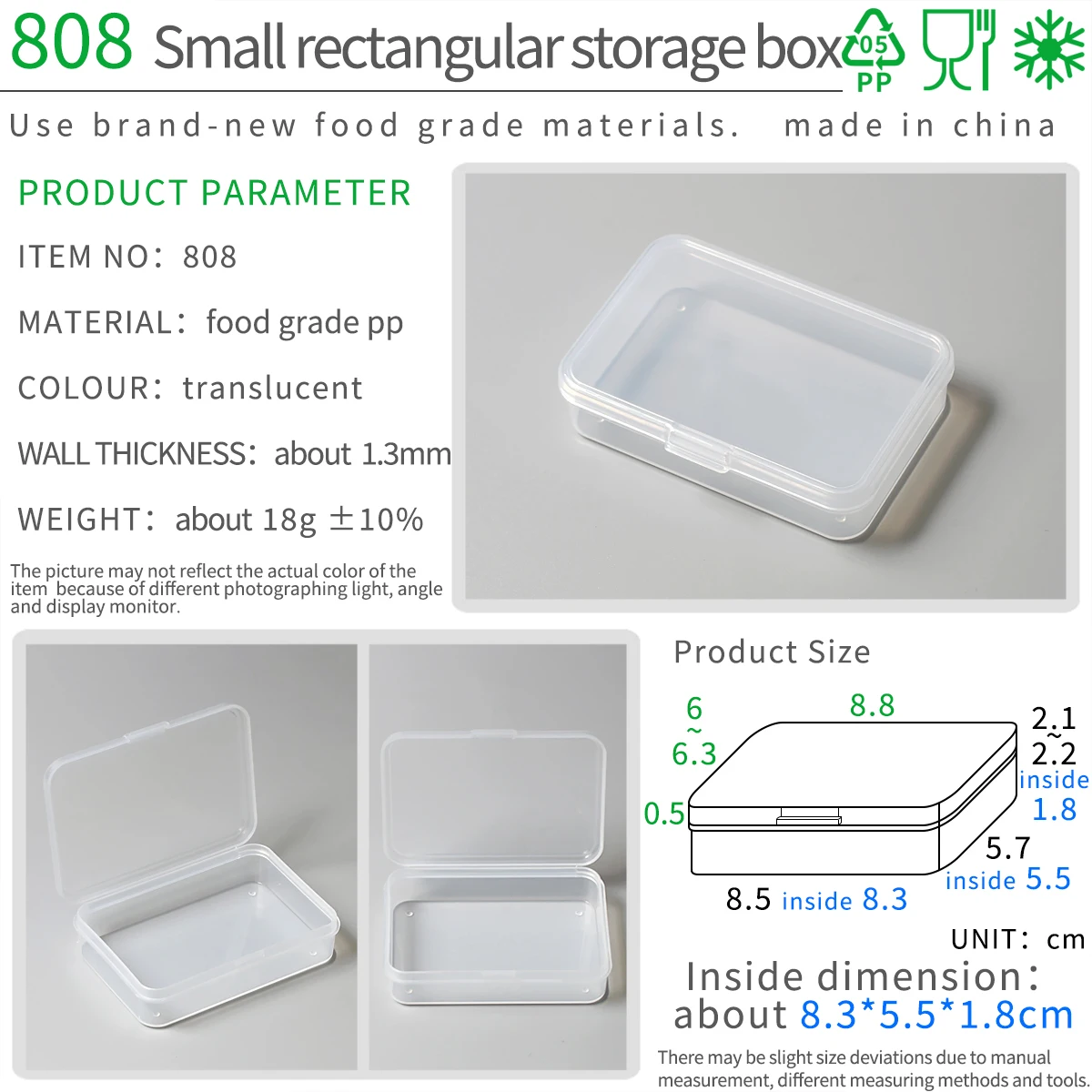 Small Rectan Storage Box  Food Grade PP Transparent Mini Case Clear Plastic Desktop Little Spare Part Plastic Packaging Boxes