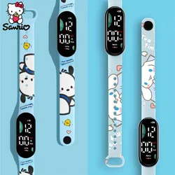 Sanrio-relojes Pochacco Kuromi, reloj electrónico Cinnamoroll, figura de Anime Led, juguete para estudiantes, regalo para niños