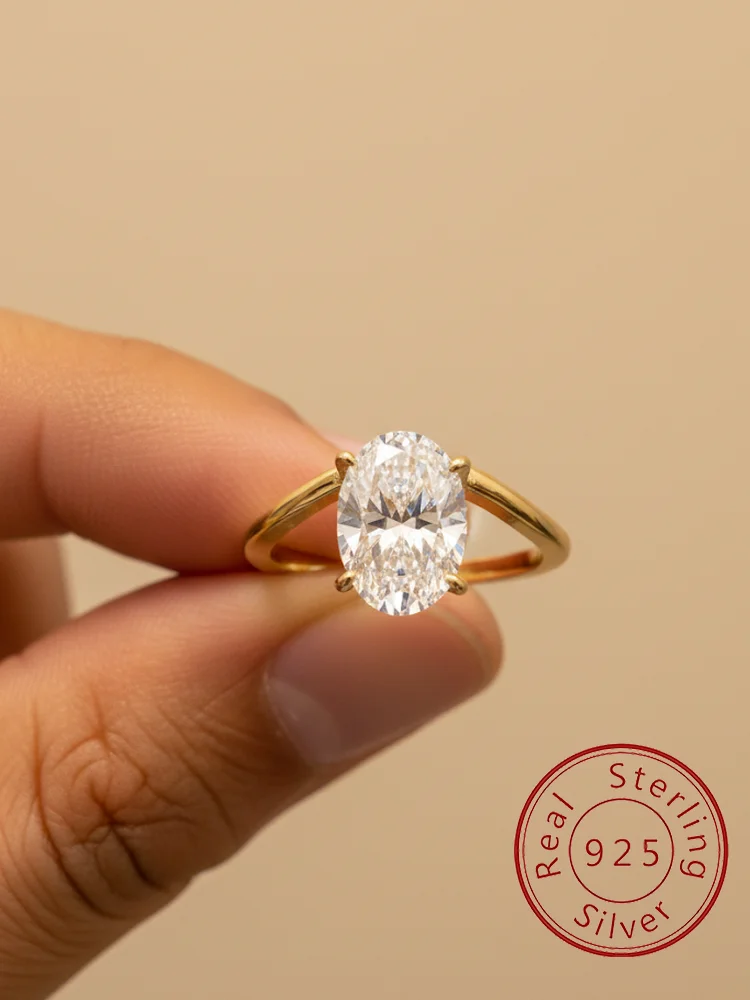 925 Sterling Silver Minimalism Fashion Wave Oval Zircon Ring For Women Engagement Wedding Anniversary High Quality Fine Jewelry