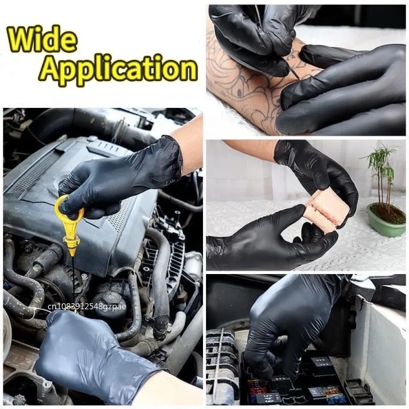 Luvas pretas de lavagem xl, utensílios de mesa descartáveis sem látex, luvas de pvc, trabalho doméstico, indústria de carro, jardinagem, cuidados com animais de estimação, ferramentas de cozinha