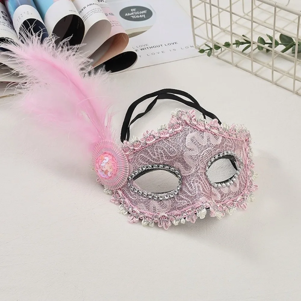 Fancy Multicolor Half-Face Mask Seductive Style Lace Masquerade Ball Mask Fancy Prom Masquerade Feather Mask Women's Event
