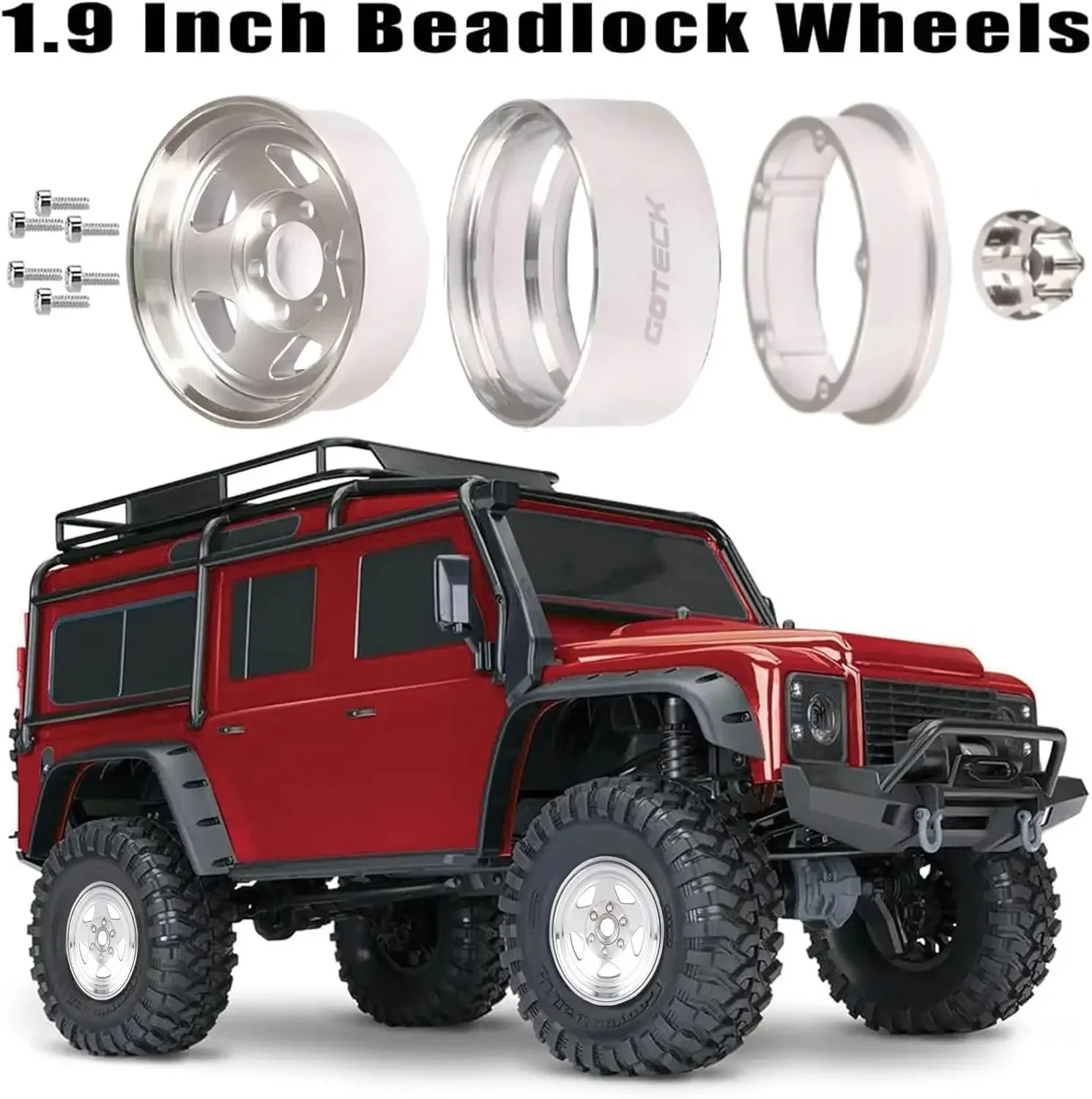 

RC Rims Aluminum 1.9 Inch Beadlock RC Wheel Rim Set Wheel Hub 4PCS for 1:10 RC Crawler Axial SCX10 90046 RR10 Wraith TRX4 TRX-6