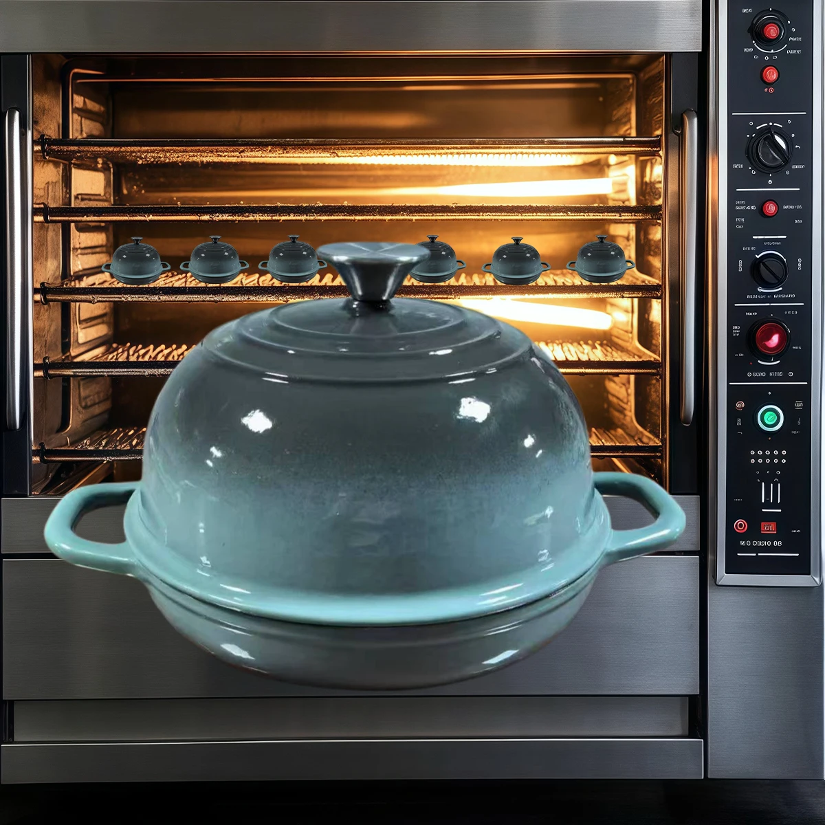 

Чугунная эмалированная кастрюля-духовка (голландская печь) с крышкой, 24 см, для приготовления хлеба и других блюд