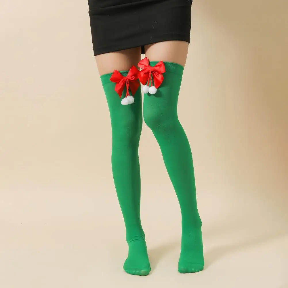 Green Socks Colorful Retro Christmas Stockings with Anti-slip Design for Cosplay Performances Mini Dress Skirts for Pairing