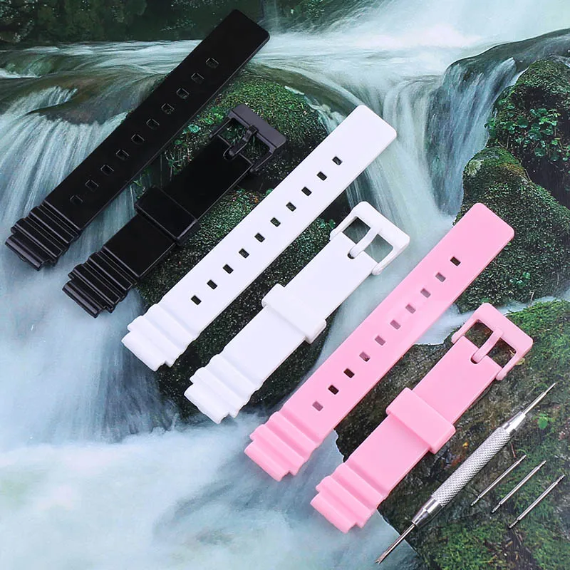 

14mm Watch Strap for Casio LRW-200H Women Resin Replacement Band Waterproof Sport Wristwatch Bracelet Black White Accessories