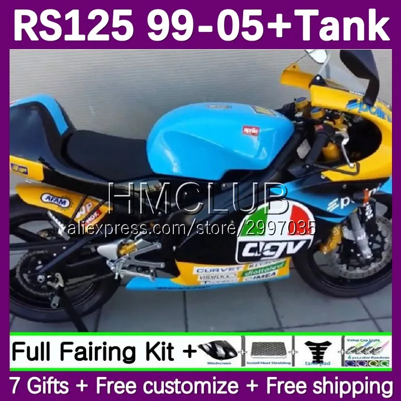 Fairing For Aprilia RS125R RS 125 R RR RS4 RS125 99 00 01 02 03 04 05 76No.164 RS-125 1999 2000 2001 2002 2003 2005 blue yellow