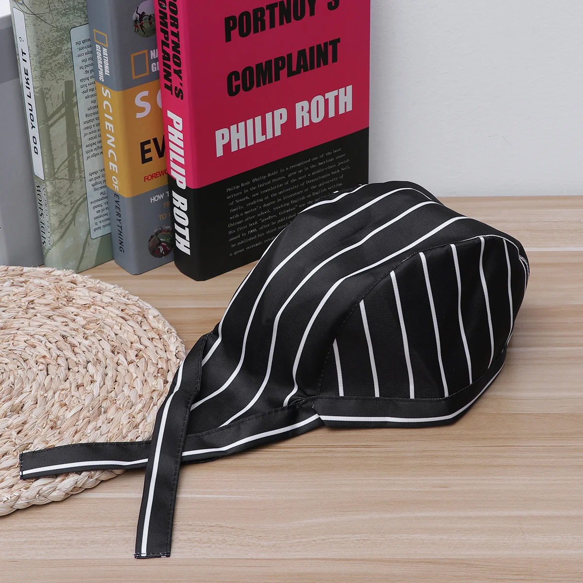 요리사 모자 터번 케이터링 스컬 캡 블랙 화이트 조절 가능한 리본 부드러운 캔버스 남녀 공용 서버 일상 착용에 이상적